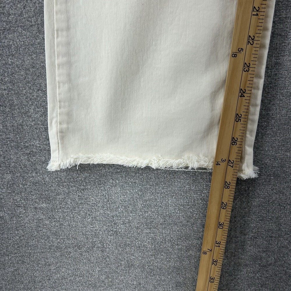Marine Layer Charlie Wide Leg Denim Pants Women‎ Size 0 Petite Cream Raw Hem - Picture 7 of 11